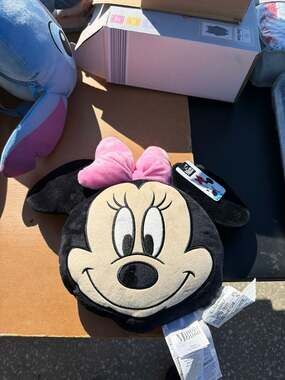 Disney Minnie Mouse Head Face Shaped Plush Decorative Sleeping Pillow with Pink